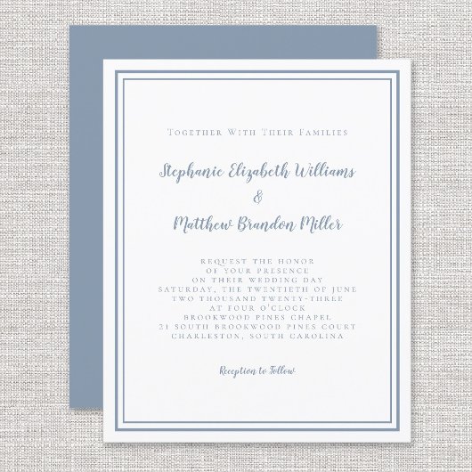 Modernes Budget Einfach, Dusty Blue Wedding Einlad