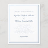 Modernes Budget Einfach, Dusty Blue Wedding Einlad (Vorderseite)