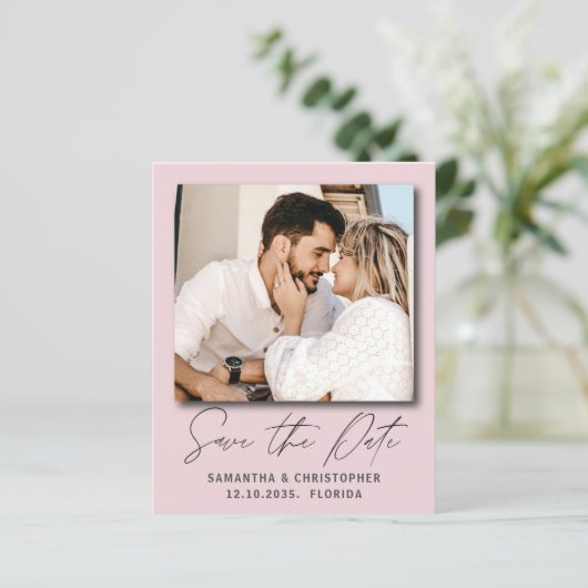 Modernes Budget Foto Rettete unsere Einladung (Stehend Vorderseite)