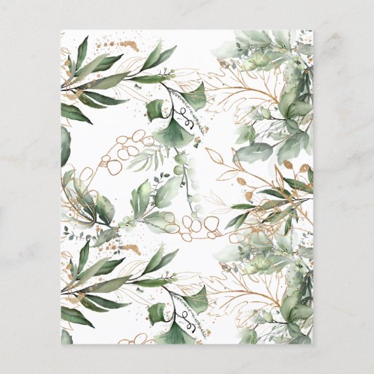 Modernes Budget Gold Eukalyptus Wreath Wedding Flyer (Hinten)