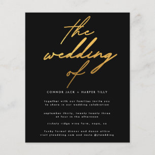 Modernes Budget Onyx Gold - Einladung zur Hochzeit Flyer
