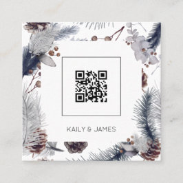 Modernes Budget QR Code Winter Hochzeitseinladung Quadratische Visitenkarte