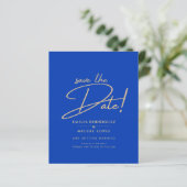 Modernes Budget Royal Blue Monochrome Wedding (Stehend Vorderseite)