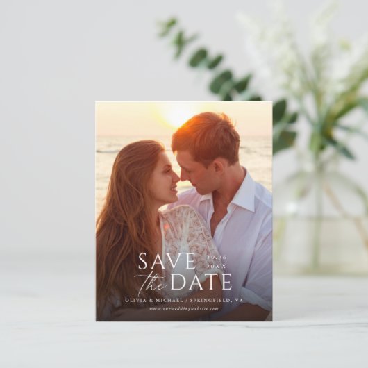 Modernes Budget Save the Date (Stehend Vorderseite)