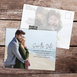 Modernes Budget Save the Date Foto Hochzeit QR-Cod Ankündigungspostkarte