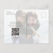 Modernes Budget Save the Date Foto Hochzeit QR-Cod Ankündigungspostkarte (Rückseite)