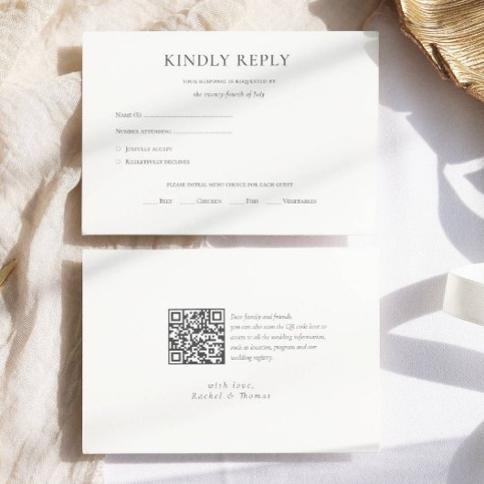 Modernes Budget Schwarz-weiß Monogram Formal Weddi RSVP Karte