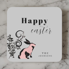 Modernes Bunny Happy Osterfest Personalisiert Rechteckiger Pappuntersetzer