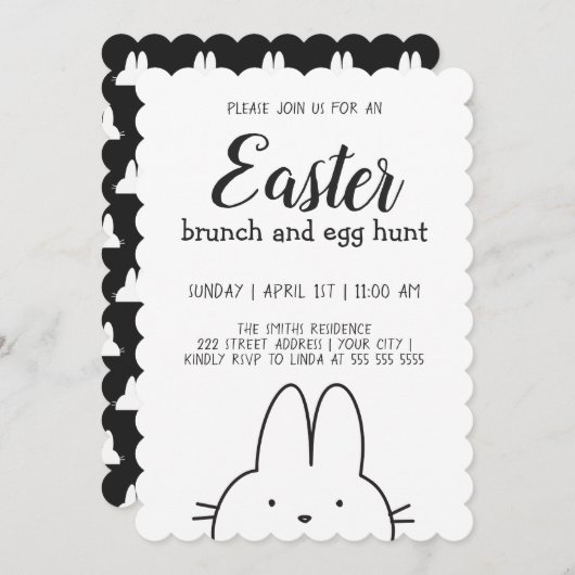 Modernes Bunny Oster Einladung (Vorne/Hinten)