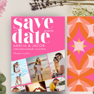 Modernes buntes Hochzeitsspiel Foto Orange und Ros Save The Date