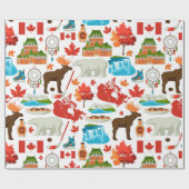 Modernes, buntes kanadisches Thema Geschenkpapier (Flach)