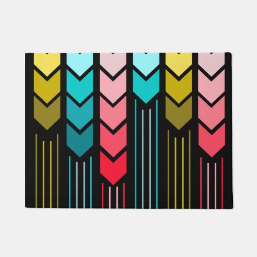 Modernes buntes Pfeil-Muster auf Schwarzem Fußmatte (Vorderseite)