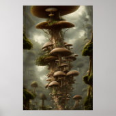 Modernes, buntes Pilzhaus surreal Poster (Vorne)