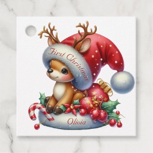 Modernes, buntes Weihnachtsthema Geschenkanhänger (Vorderseite)