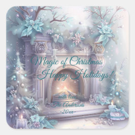 Modernes, buntes Weihnachtsthema Quadratischer Aufkleber