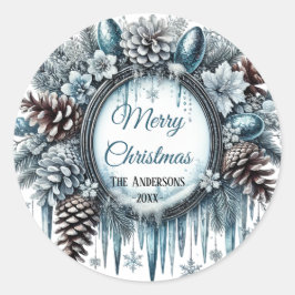 Modernes, buntes Weihnachtsthema Runder Aufkleber