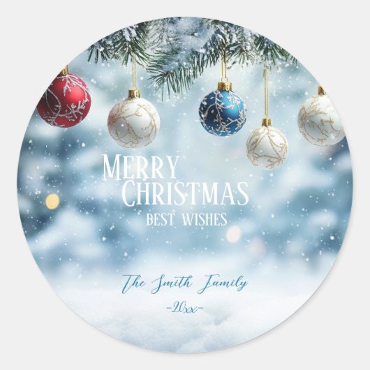 Modernes, buntes Weihnachtsthema Runder Aufkleber (Vorderseite)