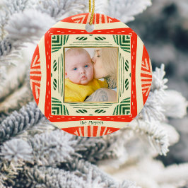 Modernes, buntes zweiseitiges Foto Keramik Ornament