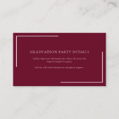 Modernes Burgund Abschluss 2025 Party Begleitkarte (Vorderseite)