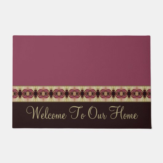 Modernes Burgund akzentuiert Willkommen Fußmatte (Vorderseite)