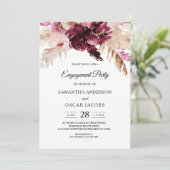 Modernes Burgund Blush Pink Floral Einladung (Stehend Vorderseite)