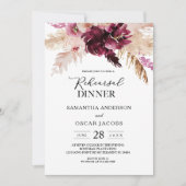 Modernes Burgund Blush Pink Floral Einladung (Vorderseite)