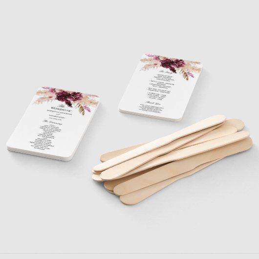 Modernes Burgund Blush Pink Floral Fächer (Non-assembled)