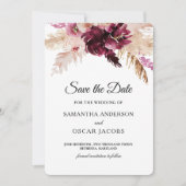 Modernes Burgund Blush Pink Floral Save The Date (Vorderseite)