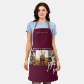 Modernes Burgund Drei-Foto-Kochen Schürze (Getragen)