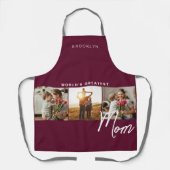 Modernes Burgund Drei-Foto-Kochen Schürze (Vorderseite)