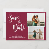 Modernes Burgund Elegantes Typografie-Foto Save The Date (Vorderseite)