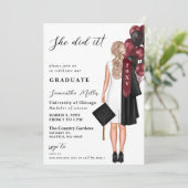 Modernes Burgund-Foto, das sie gemacht hat Abschlu Einladung (Stehend Vorderseite)