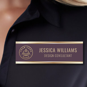 Modernes Burgund Gold-Logo Namensschild