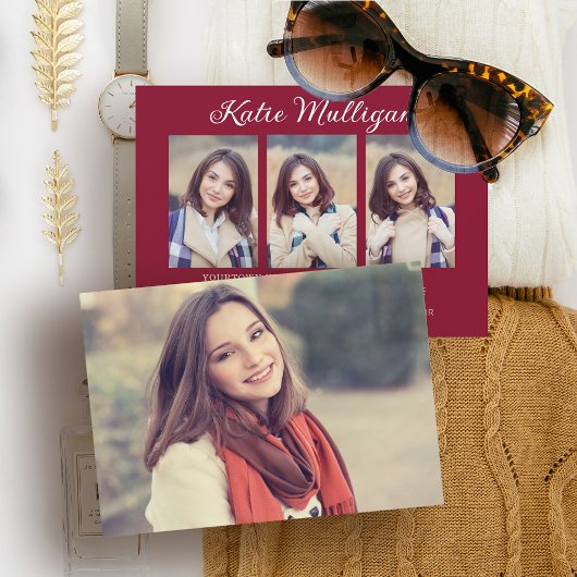 Modernes Burgund-Graduiertenpartei-Foto Einladung