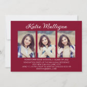 Modernes Burgund-Graduiertenpartei-Foto Einladung (Vorderseite)