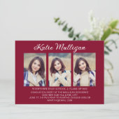 Modernes Burgund-Graduiertenpartei-Foto Einladung (Stehend Vorderseite)