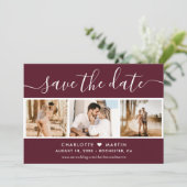 Modernes Burgund Hochzeit im Herbst 4 Foto Save The Date (Stehend Vorderseite)