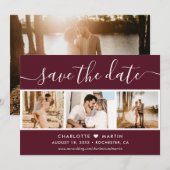 Modernes Burgund Hochzeit im Herbst 4 Foto Save The Date (Vorne/Hinten)