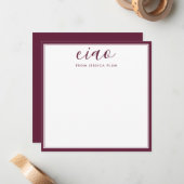 Modernes Burgund Lila Ciao Korrespondenz Mitteilungskarte (Vorderseite/Rückseite Beispiel)