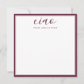 Modernes Burgund Lila Ciao Korrespondenz Mitteilungskarte (Vorderseite)