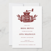 Modernes Burgund Linocut Brautparty Brunch