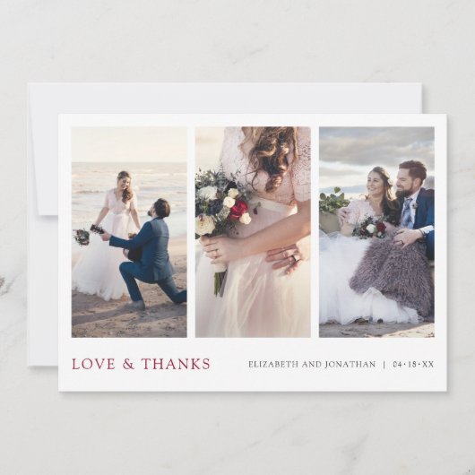 Modernes Burgund Multi-Foto Vielen Dank für Ihre H Dankeskarte (Vorderseite)