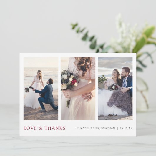 Modernes Burgund Multi-Foto Vielen Dank für Ihre H Dankeskarte (Stehend Vorderseite)