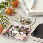 Modernes Burgund Mum Wir Liebe Sie FotoCollage Schlüsselanhänger (Vorderseite rechts)