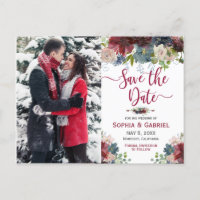 Modernes Burgund Navy Save the Date Foto