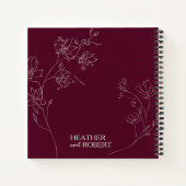 Modernes Burgund Personalisiert Floral Boho Weddin Notizblock (Rückseite)