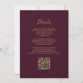 Modernes Burgund Red Gold Agate QR Code Hochzeit Einladung (Rückseite)