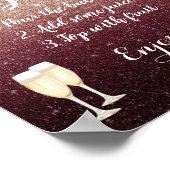 Modernes Burgund Rose Gold Glitzer Mimosa Bar Sign Poster (Ecke)