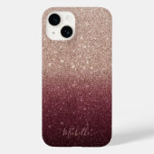 Modernes Burgund & Rose Gold Glitzer Ombre Case-Mate iPhone Hülle (Rückseite)