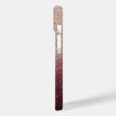 Modernes Burgund & Rose Gold Glitzer Ombre Case-Mate iPhone Hülle (Rückseite / Links)